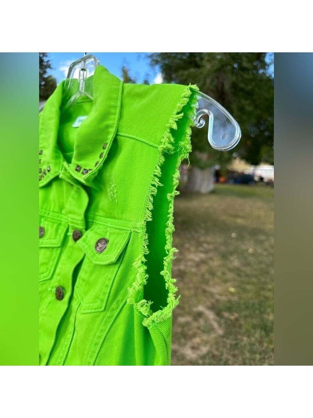 Dream Out Loud Distressed Vest Girl’s Medium Lime Green 100% Cotton Casual Vest - Picture 9 of 16